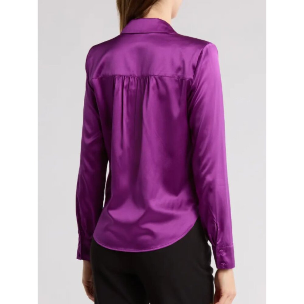 Veronica Beard 'Rozik' Stretch Silk Surplice Blouse Top, Dark Violet - Picture 2 of 2